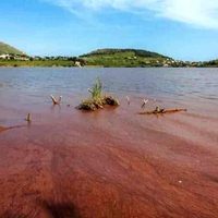 Imágenes desde el espacio muestran cómo se tiñó de rojo un lago en Italia