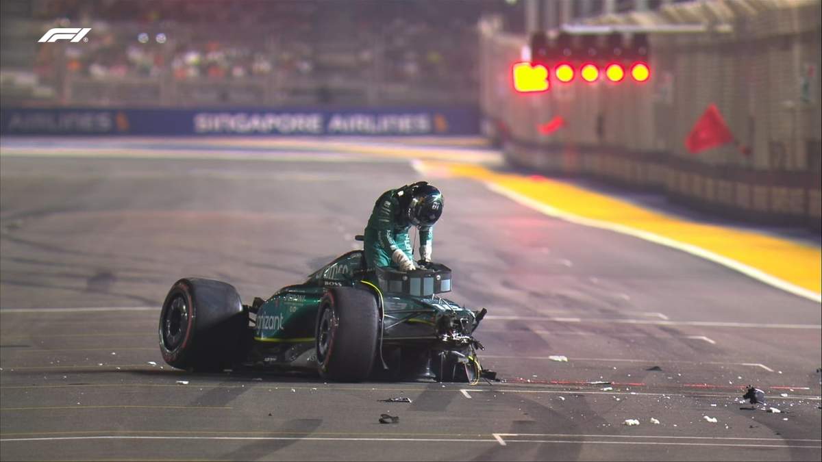 Lance Stroll, de Aston Martin, estrelló su auto contra la pared