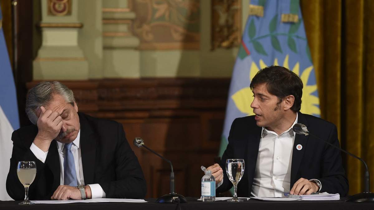 Alberto Fernández, presidente de la Nación, y Axel Kicillof, gobernador de la Provincia de Buenos Aires. Fuente: (Twitter)