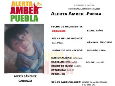 Fiscalía de Puebla alerta, 55 días después, por desaparición de un niño de 3 años