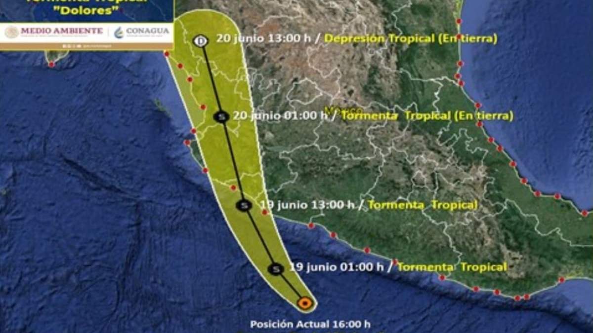 La trayectoria estimada de la tormenta tropical "Dolores"