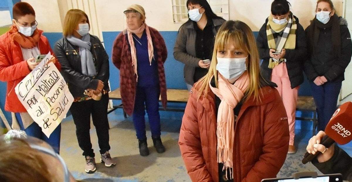 Incidentes violentos en un vacunatorio de Trelew. Fuente:(Twitter)