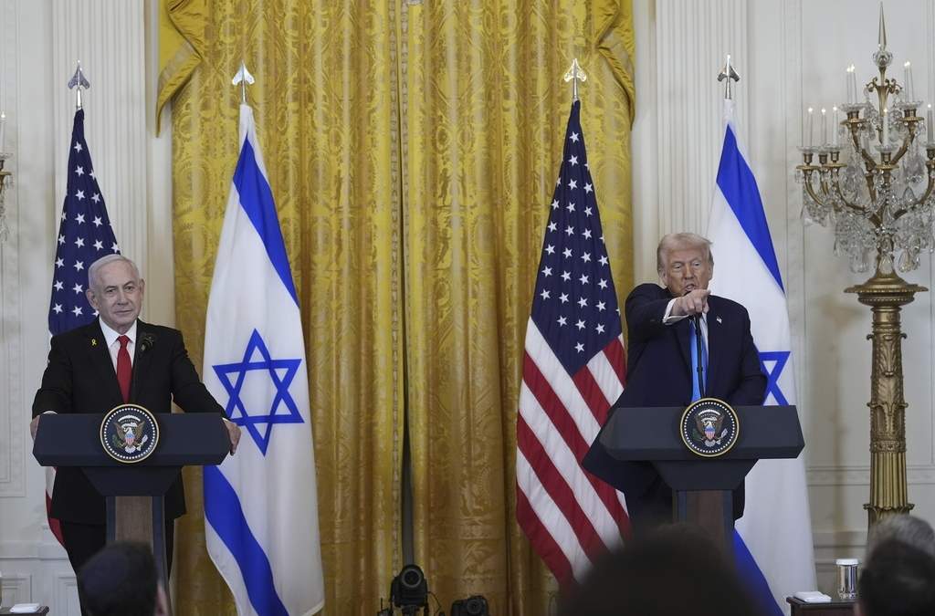 Benjamin Netanyahu y Donald Trump en conferencia de prensa