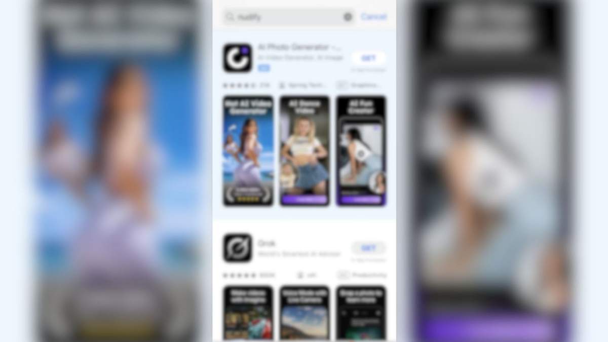 Captura de pantalla de la App Store de Apple con aplicaciones que generan desnudos con inteligencia artificial