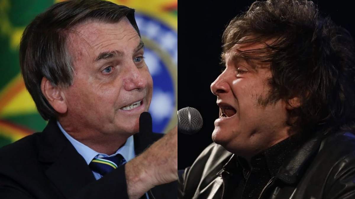 El presidente de Brasil, Jair Bolsonaro, y el precandidato a diputado nacional, Javier Milei. Fuente: (Minuto Neuquén)