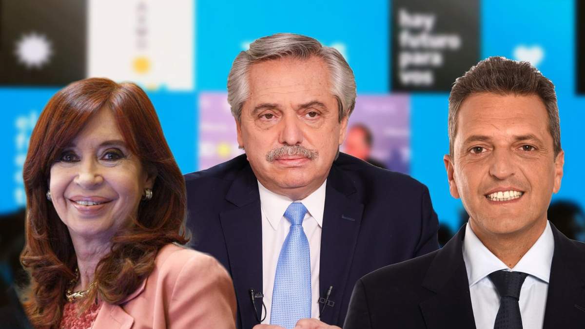 La vicepresidenta Cristina Fernández de Kirchner, el presidente Alberto Fernández y el presidente de la Cámara de Diputados, Sergio Massa. Fuente: (Minuto Neuquén)