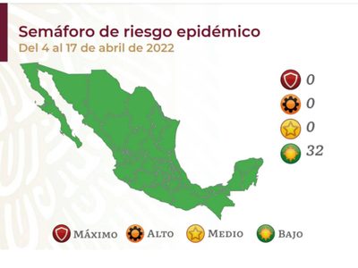 Así quedó el semáforo del 4 al 17 de abril: las 32 entidades estarán en verde durante Semana Santa