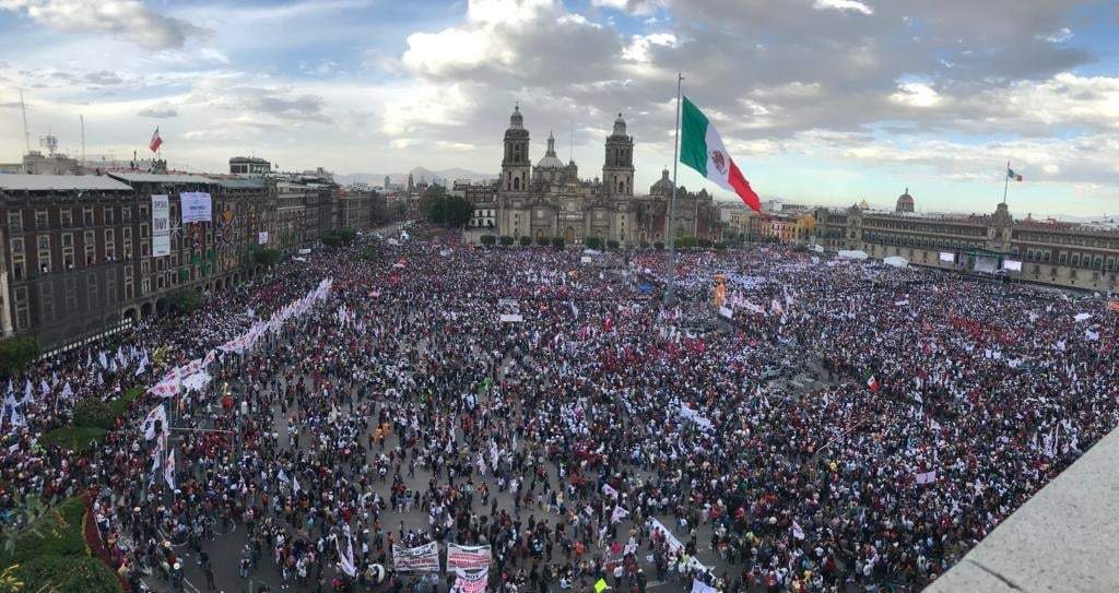 Plaza de la Constitución durante el discurso de López Obrador