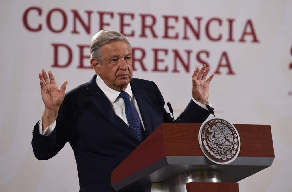 El presidente durante la conferencia matutina en Palacio Nacional