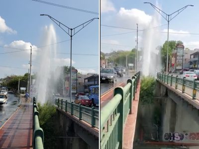 En plena crisis de agua en Nuevo León, reportan mega fuga en San Pedro