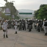 Guardia Nacional disuelve caravana migrante en Huixtla, Chiapas