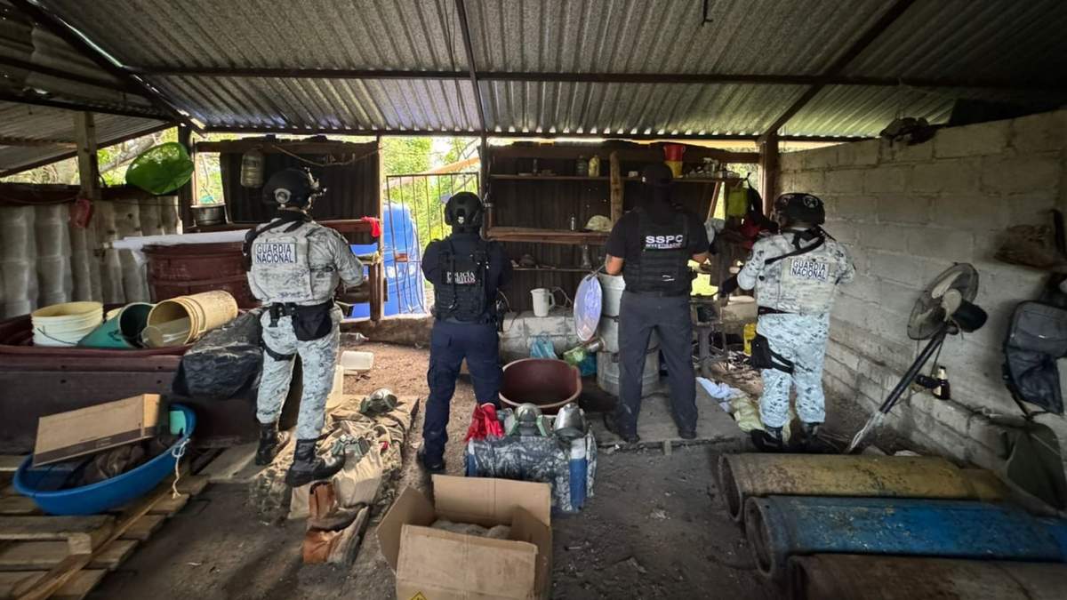 Megalaboratorio clandestino de metanfetaminas instalado en el rancho Las Iguanas, en el municipio de Yautepec, Morelos