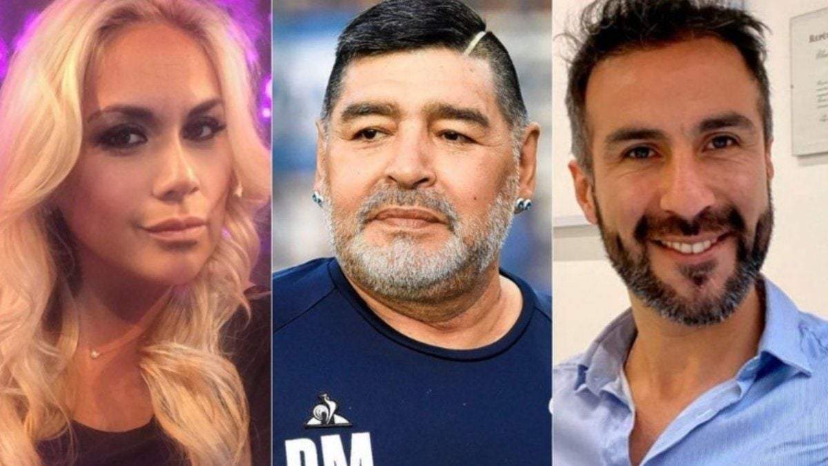 Verónica Ojeda, Diego Maradona y Leopoldo Luque. Fuente: (Twitter)