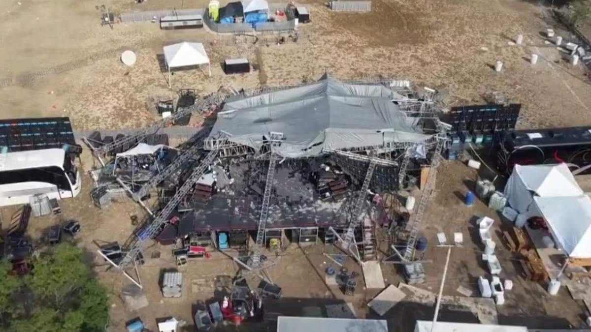 La estructura colapsada en el mitin de MC en San Pedro, Nuevo León