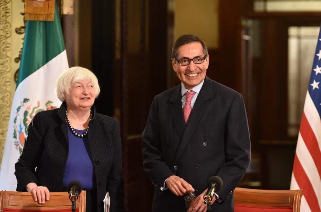 Janet Yellen, secretaria del Tesoro, y Rogelio Ramirez de la O, secretario de Hacienda
