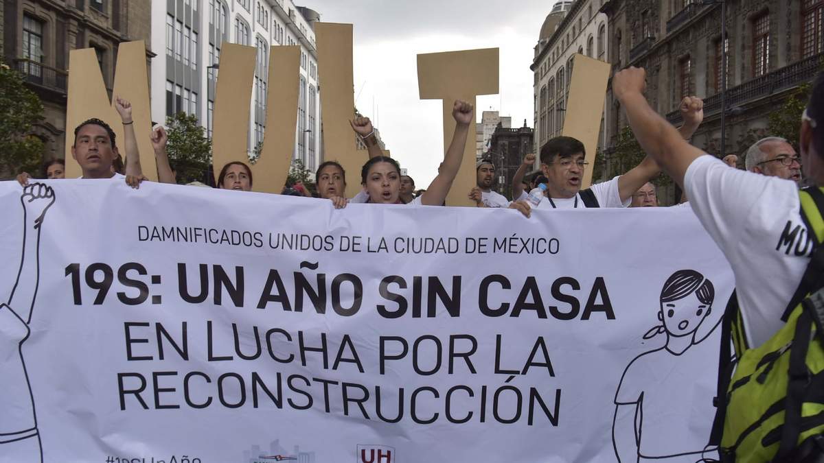 Marcha de Damnificados a un año del sismo 19S, para exigir a las autoridades la reconstrucción de sus viviendas. El 19-09-2018
