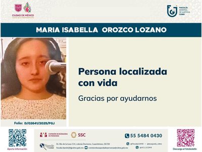 A un mes de ser reportada desaparecida, hallan con vida a María Isabella en la CDMX