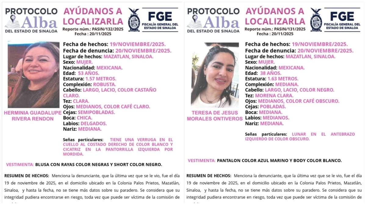 Fichas de búsqueda de Herminia Guadalupe Rivera Rendón y Teresa de Jesús Morales Ontiveros