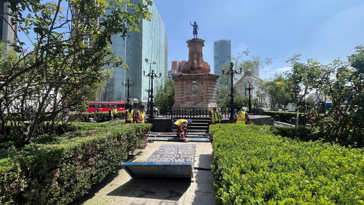 Retiran tapiales de la Glorieta de las Mujeres que Luchan