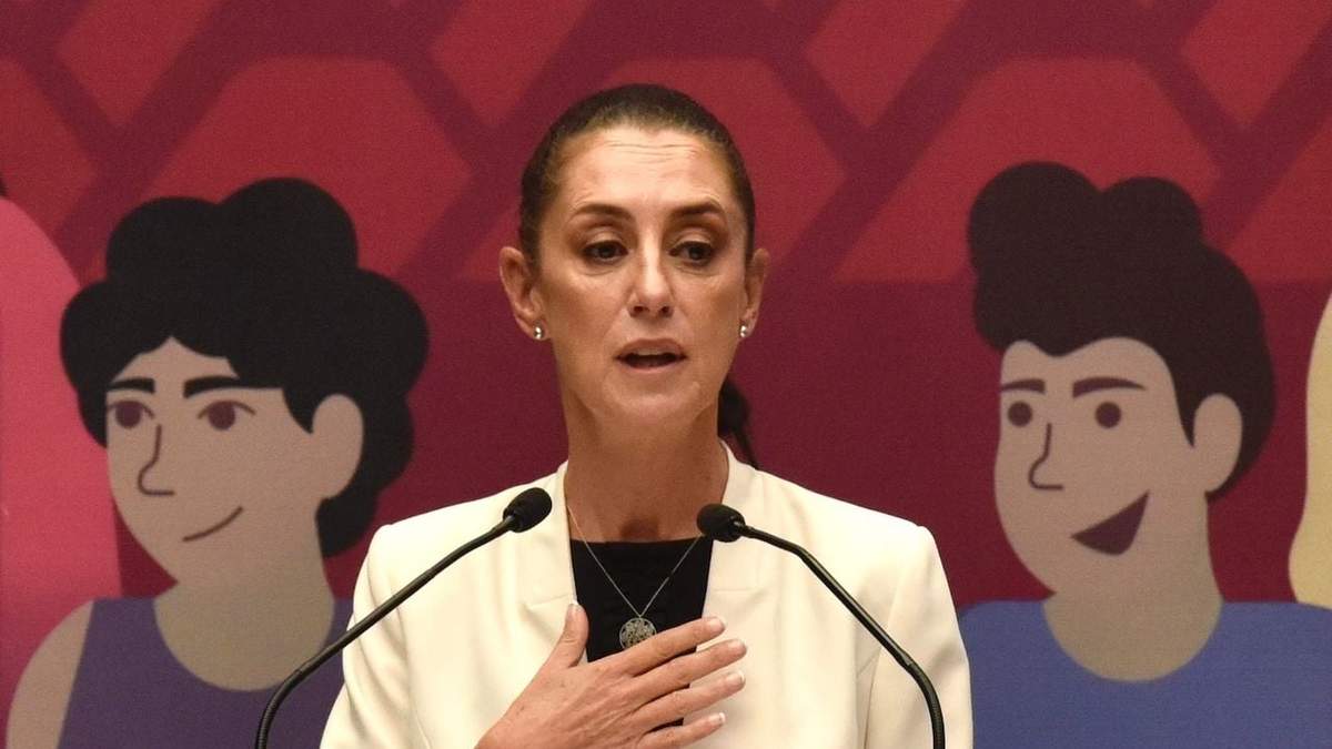 Claudia Sheinbaum, durante la presentación del libro “Antología de sueños de un viaje imposible” este miércoles