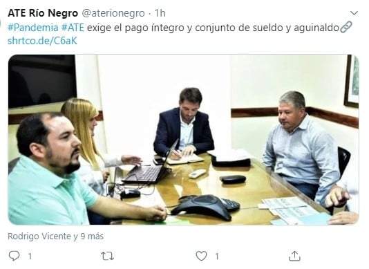 Tuit de ATE Río Negro