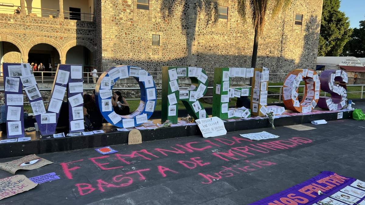 Protesta contra feminicidios en Morelos de noviembre de 2023