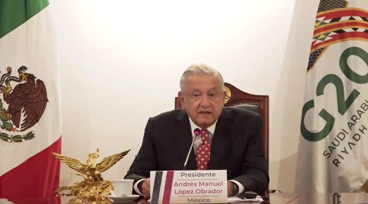 El presidente López Obrador al emitir su menaje a los líderes del G20
