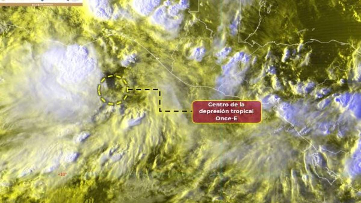 Vista satelital de la depresión tropical Once-E