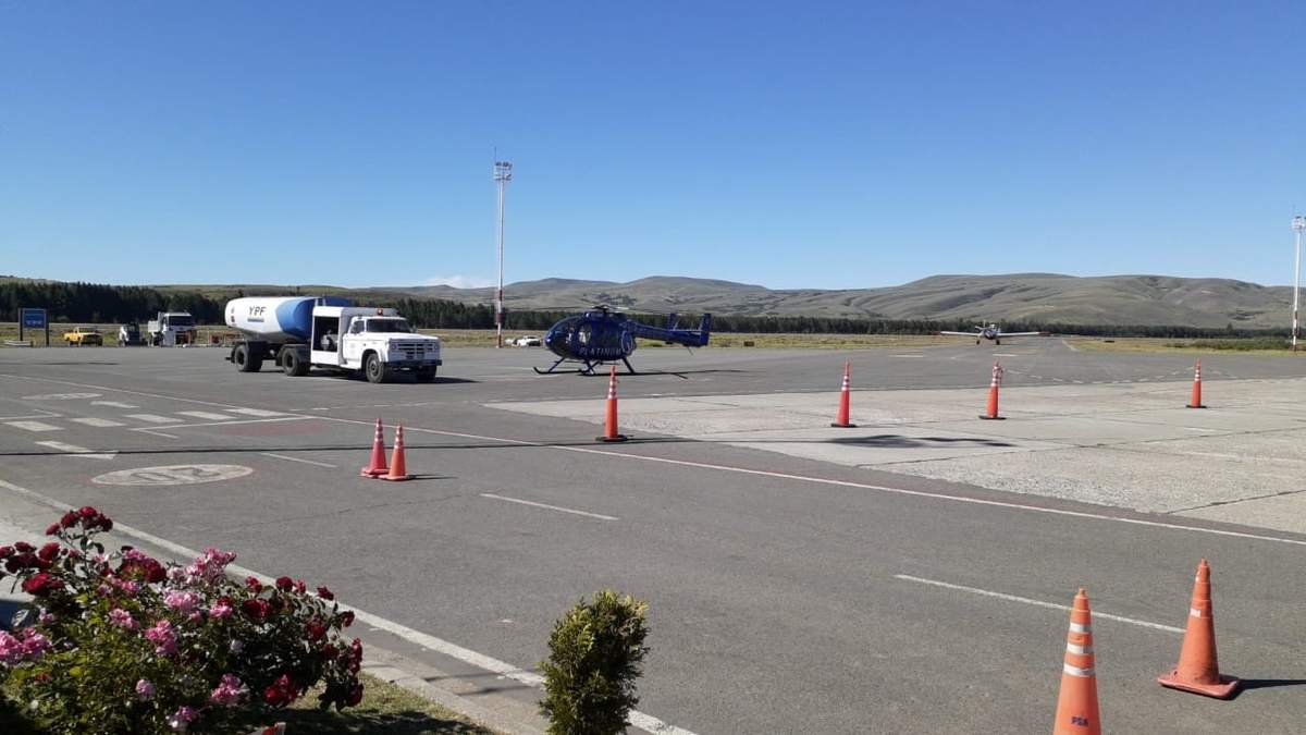 El aeropuerto Chapelco, donde llegaron los aviones que ayudarán a contener el inciendio de Aluminé. Fuente: (@SG73NQN)
