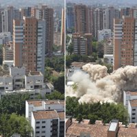 Derriban el Edificio Mónaco, la guarida de Pablo Escobar en Medellín (Videos)
