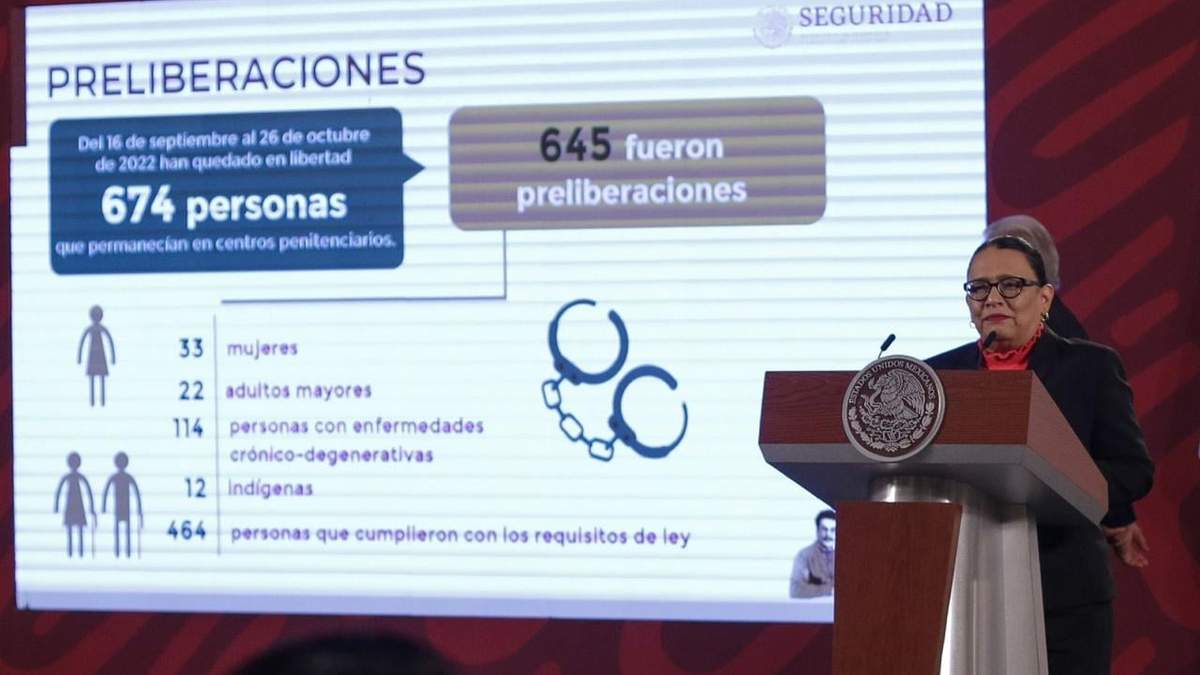 La secretaria de Seguridad, Rosa Icela Rodríguez, informa las liberaciones hasta el 26 de octubre, en la conferencia del 27 de octubre de 2022
