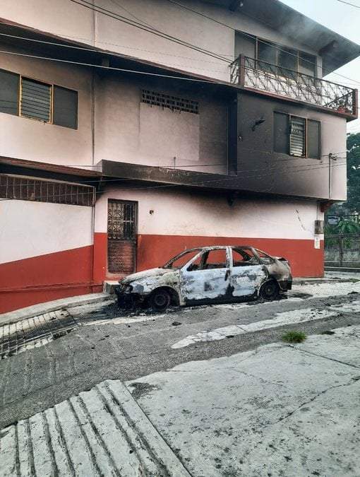 Una de las casas vandalizadas en Tila, Chiapas