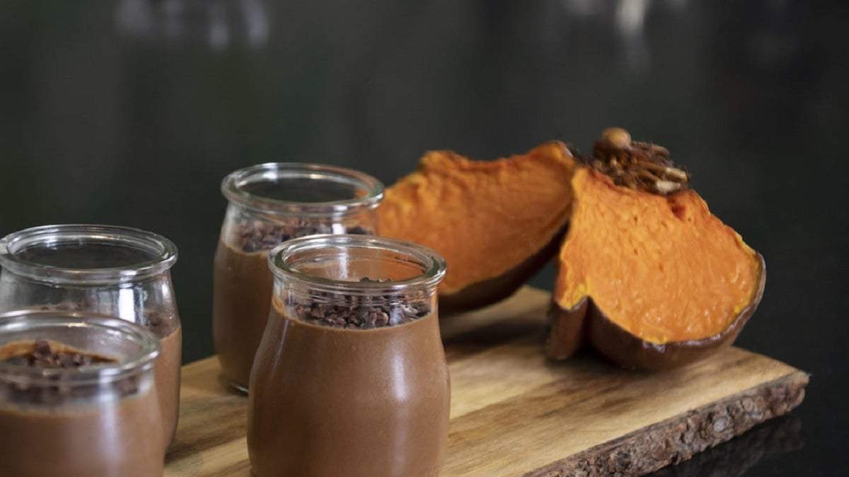 Postre viral de calabaza y chocolate. Fuente: (X)