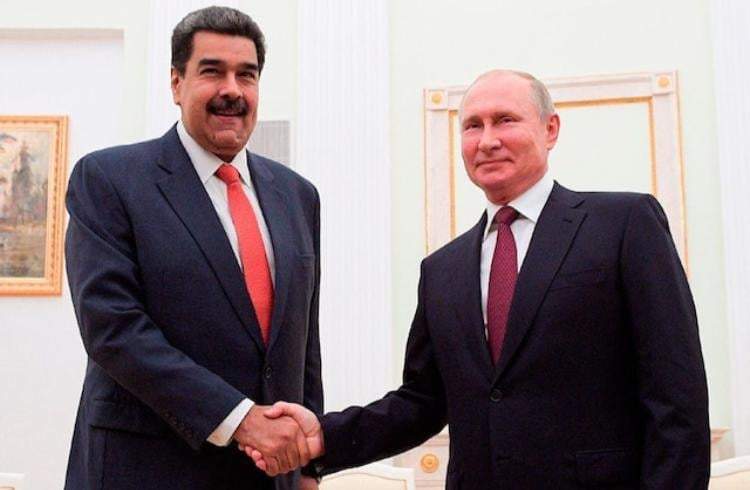 Los presidentes Maduro y Putin durante un encuentro en 2019