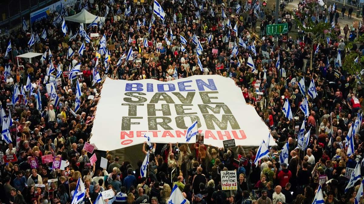 Una protesta contra el primer ministro, Benjamin Netanyahu, en Tel Aviv