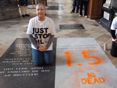 Consternación por activistas climáticos que vandalizaron la tumba de Charles Darwin en Inglaterra