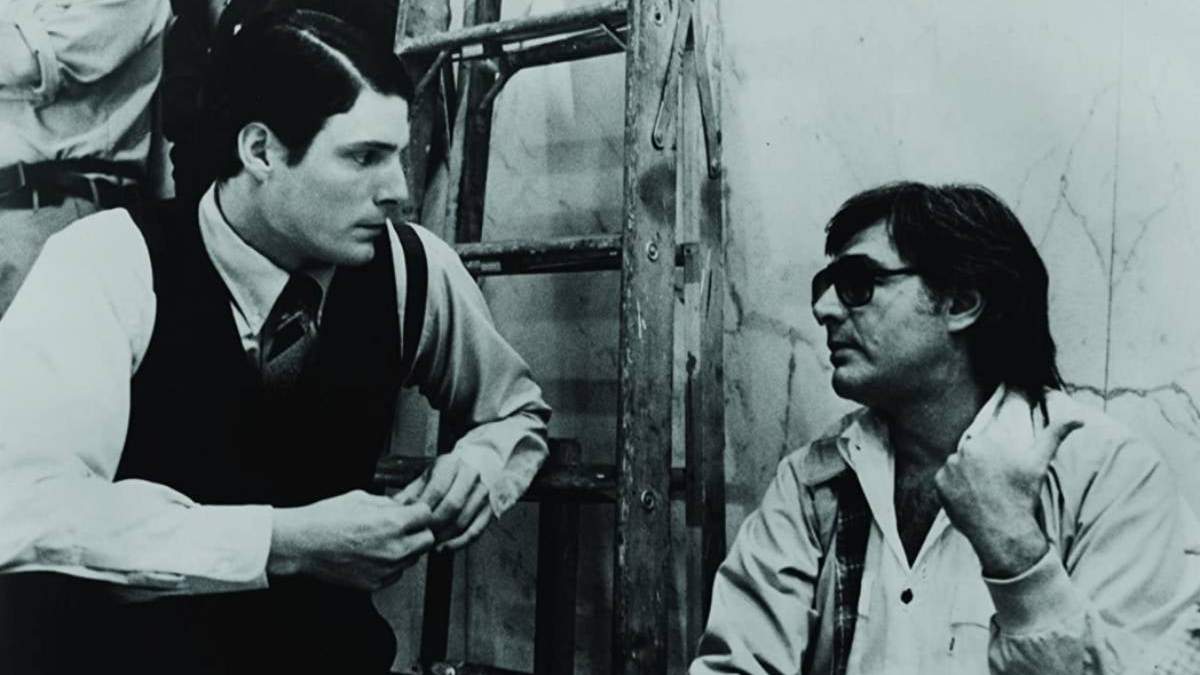 Christopher Reeve y Richard Donner, durante la filmación de Superman
