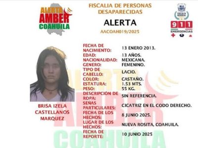 Hallan sin vida a niña de 13 años en lote baldío de Coahuila tras alerta Amber