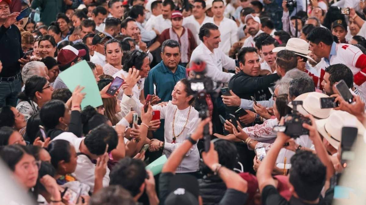 Claudia Sheinbaum en un acto en Chiapas