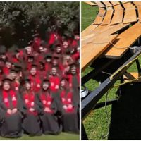 Colapsan gradas durante foto de graduación de la Ibero en la CDMX; hay 33 heridos