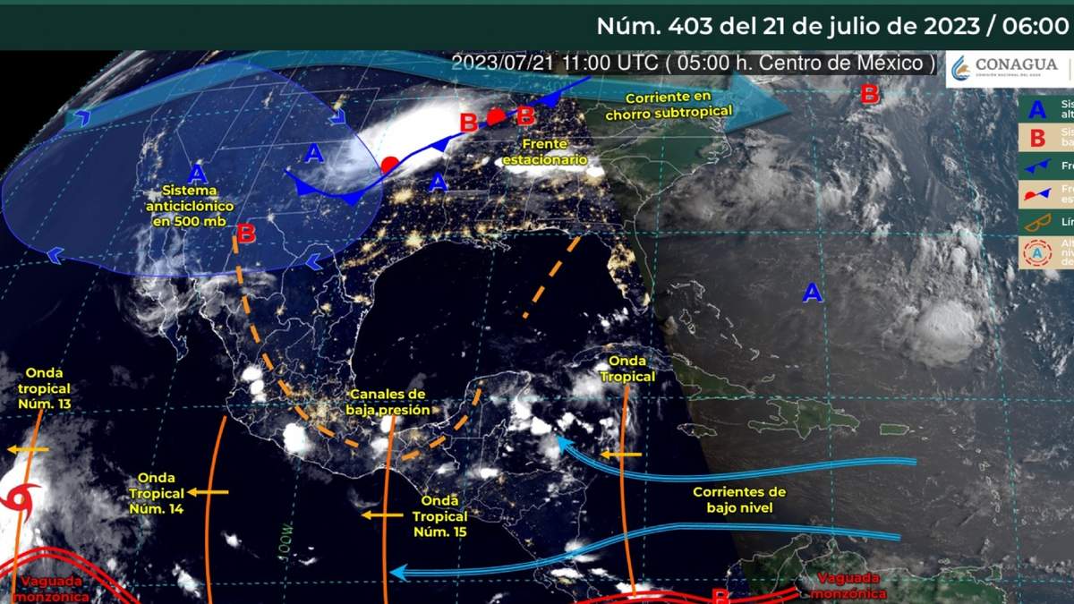 La imagen satelital de clima en México