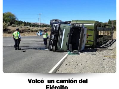 Junín de los Andes: volcó un camión del Ejército que transportaba mulas
