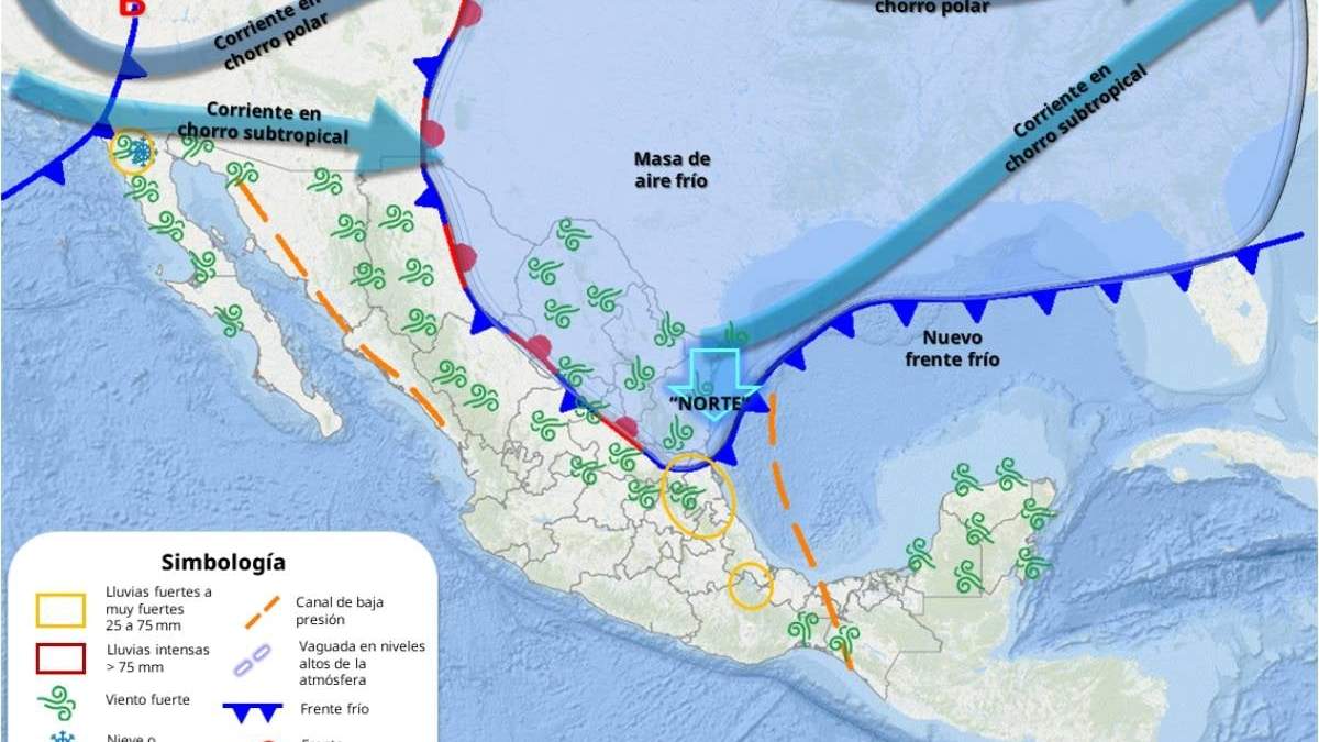 Mapa del pronóstico meteorológico para el jueves 13 de febrero