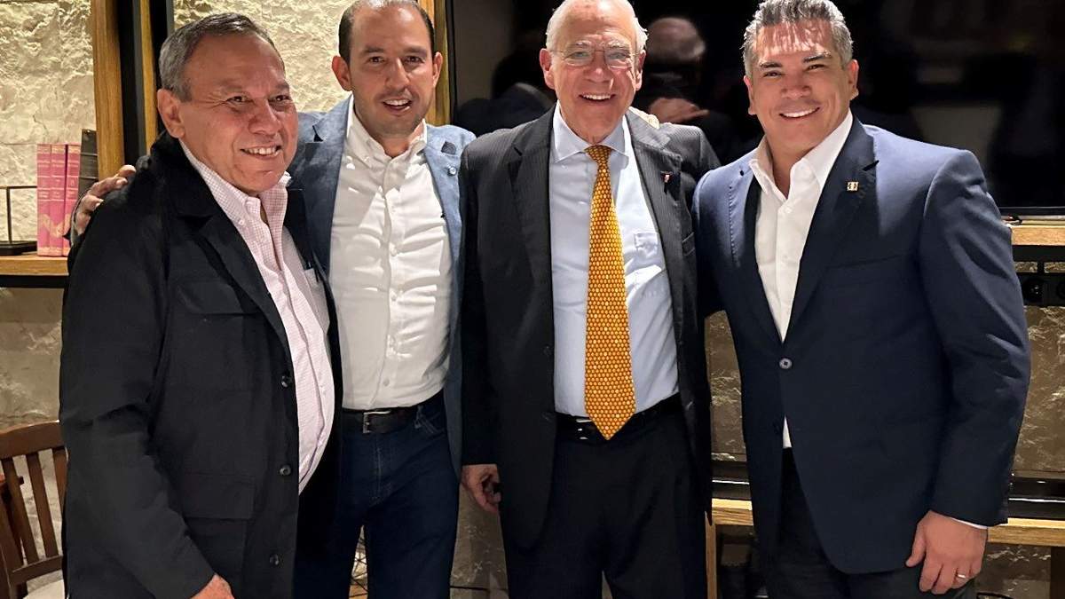 Jesús Zambrano, Marko Cortés, José Ángel Gurría y Alejandro Moreno