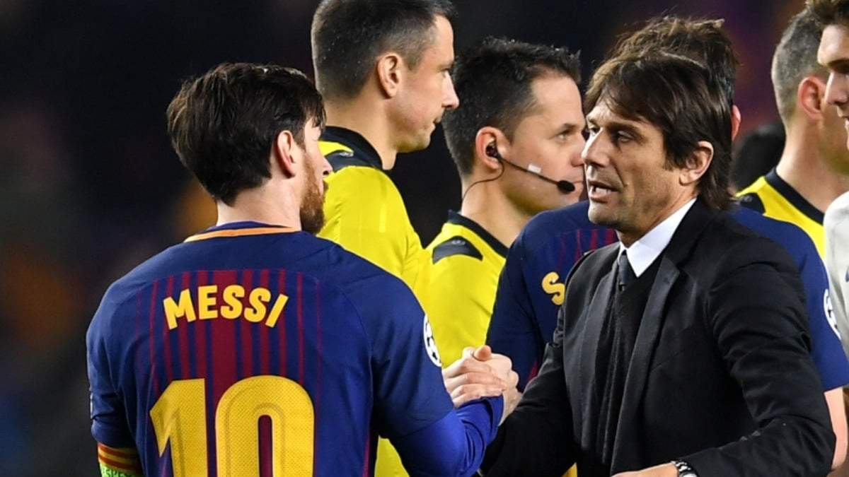 Messi y Conte. Fuente: (Twitter).