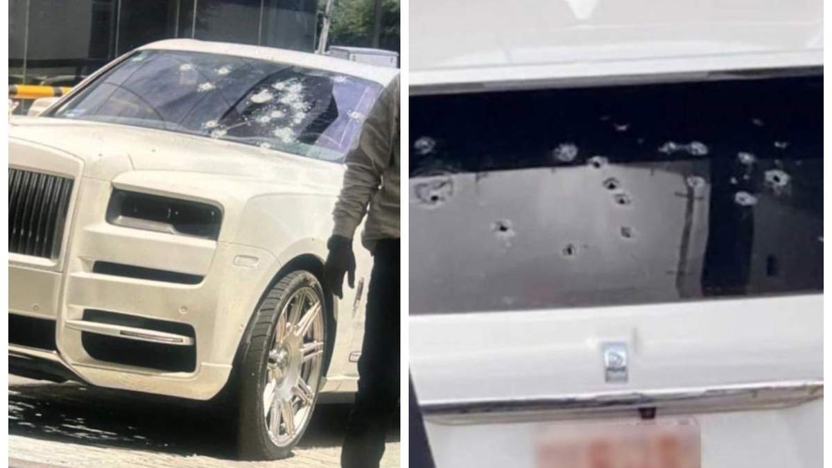 La camioneta del empresario tras el ataque