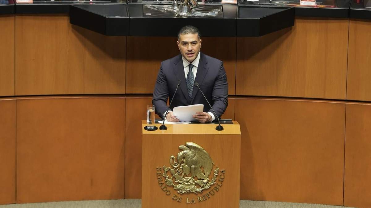 Omar García Harfuch en su comparecencia en el Senado