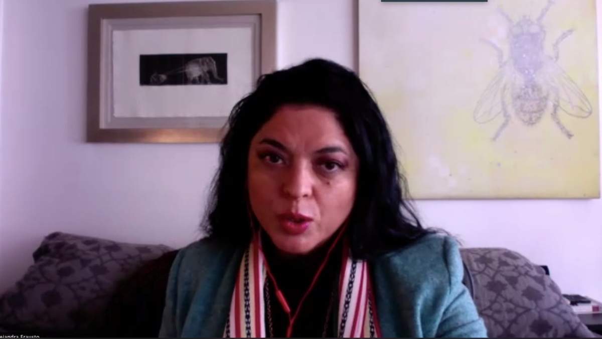 Alejandra Frausto en conferencia virtual