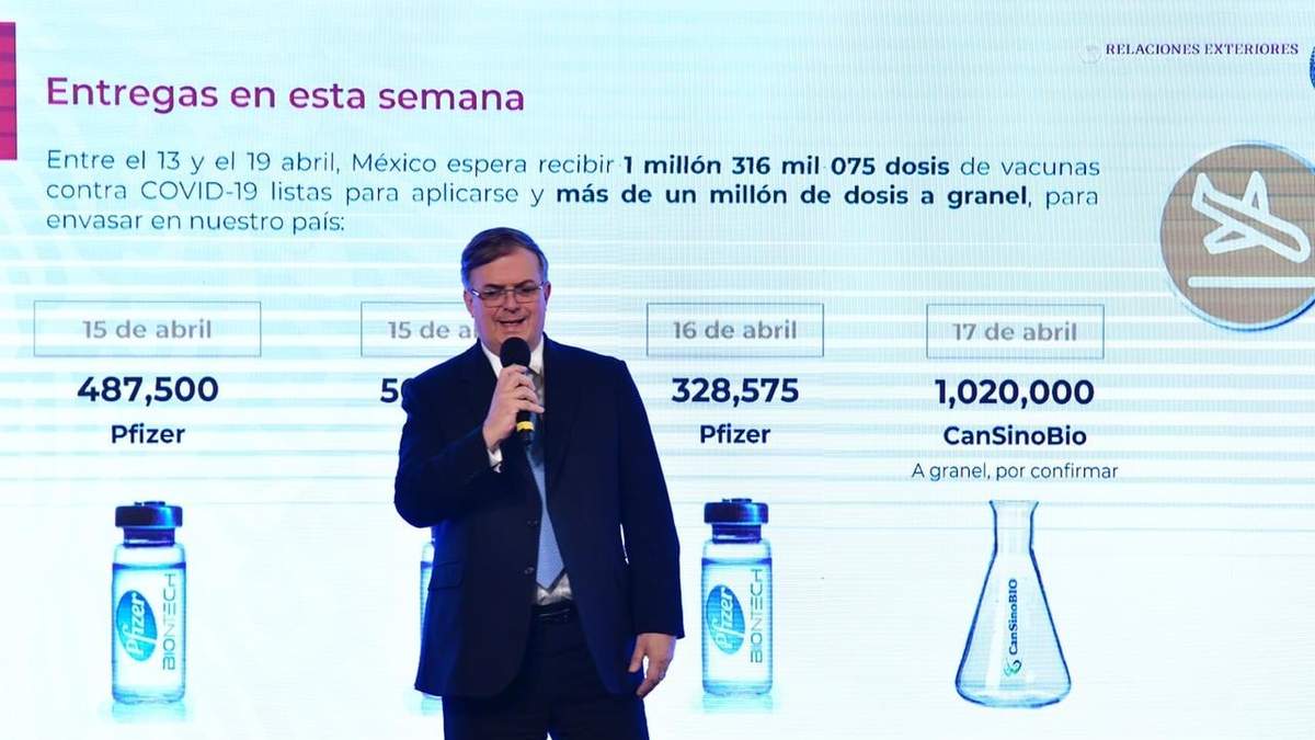 El canciller Marcelo Ebrard en la conferencia presidencial