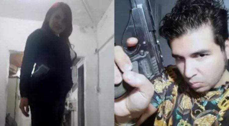 El atacante de la vicepresidenta de Argentina y su pareja posando con el arma utilizada en el ataque